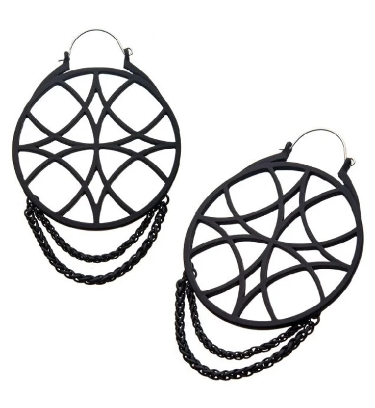 sparkling gold earrings for evening style -20G Black Entangled Plug Hoops