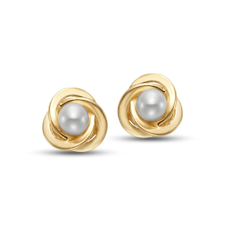 radiant pearl drop earrings for a classic touch -3mm Pearl Knot Earrings