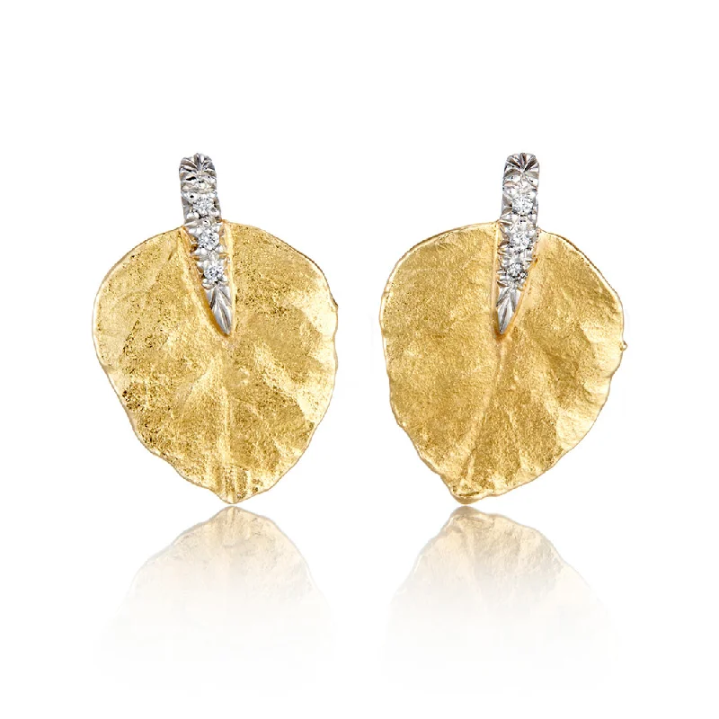 minimalist pearl drop earrings for an elegant touch -Diamond Aspen Leaf Earrings