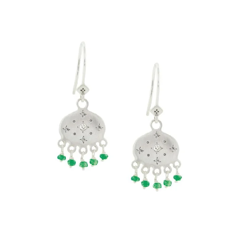 colorful crystal earrings for a playful vibe -Emerald & Diamond New Moon Earrings