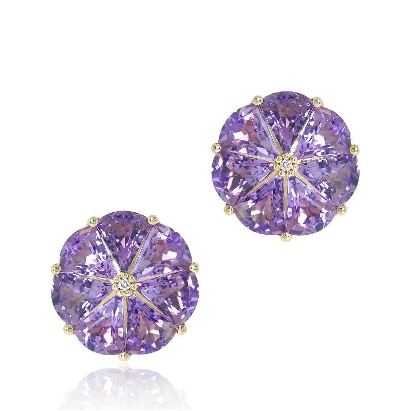 oversized gold earrings for modern sophistication -Pinwheel Earrings in Amethyst & Diamonds