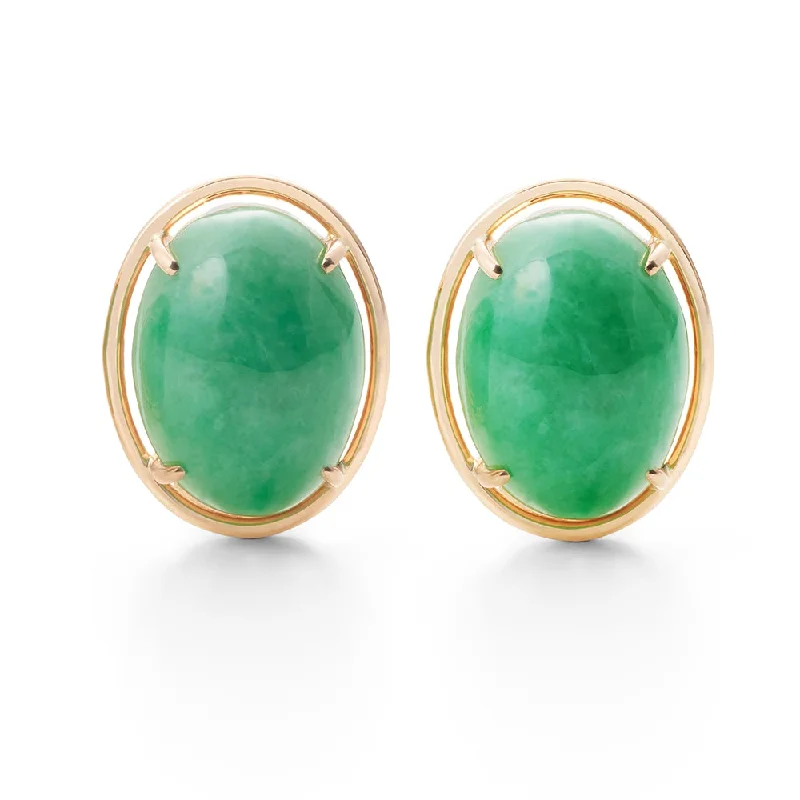 gemstone chandelier earrings for luxurious occasions -Peninsula Earrings in Apple Green Jade