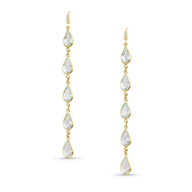 radiant pearl drop earrings for a classic touch -Aquamarine Pear Shape Earring In 18K Yellow Gold