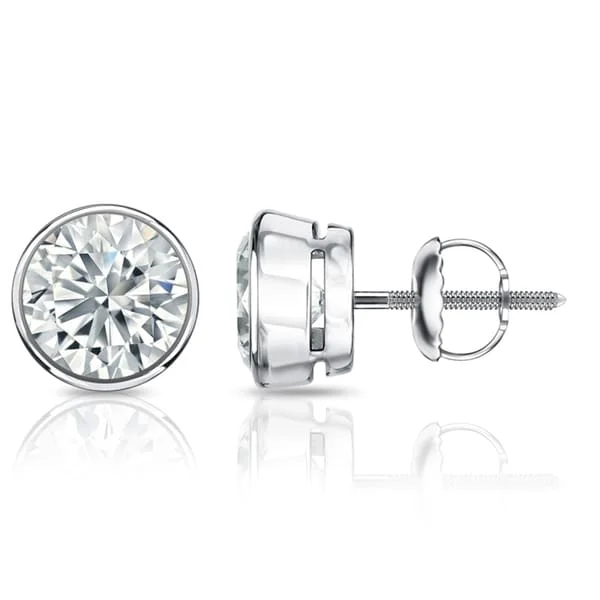 sparkling ear studs for chic glamour -Auriya 1 1/2ctw Round Diamond Stud Earrings Bezel-set 18k Gold - GIA Certified