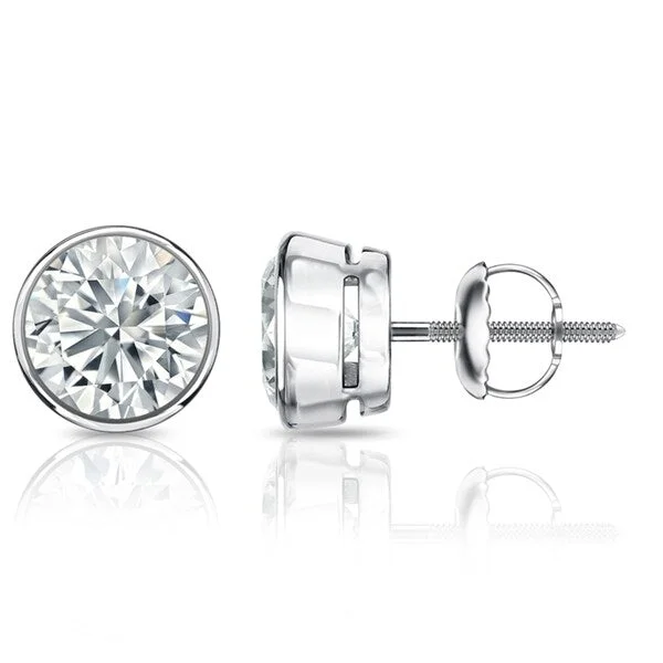 glamorous gold earrings for a luxe touch -Auriya 1.70ctw Round Diamond Stud Earrings Bezel-set Platinum - Certified