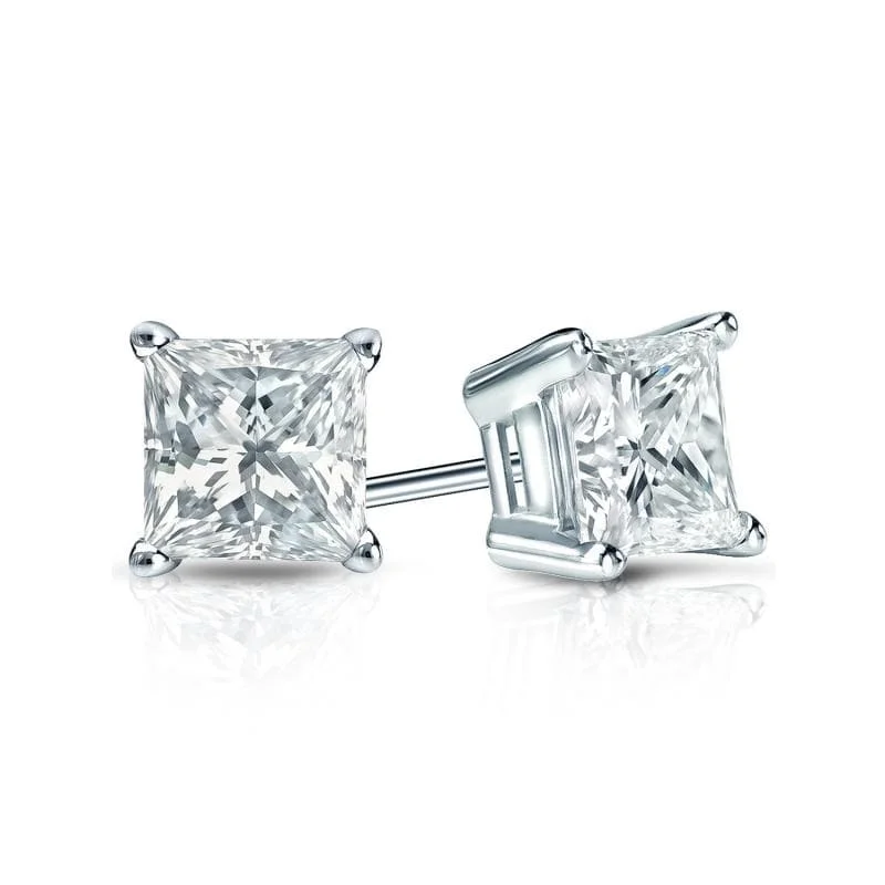 modern crystal earrings for contemporary appeal -Auriya 14-karat Gold Lab Grown 0.75 carat TDW Princess Diamond Stud Earrings 4-Prong Basket Push-back