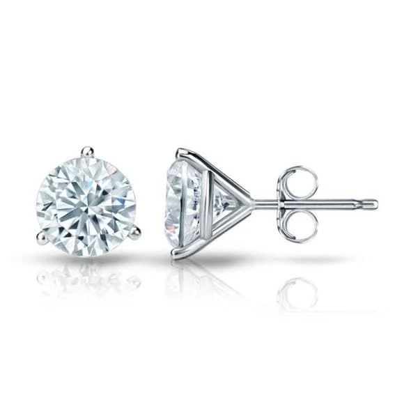 oversized drop earrings for standout looks -Auriya 14k Gold Certified 1.20 carat TDW 3-Prong Martini Round Diamond Stud Earrings