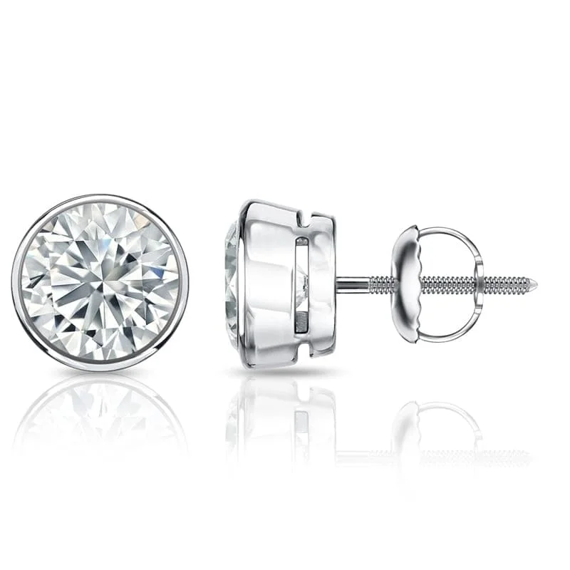 luxurious pearl stud earrings for a classic look -Auriya 14k Gold Certified 4.00 ct. TDW Bezel Set Round Diamond Stud Earrings