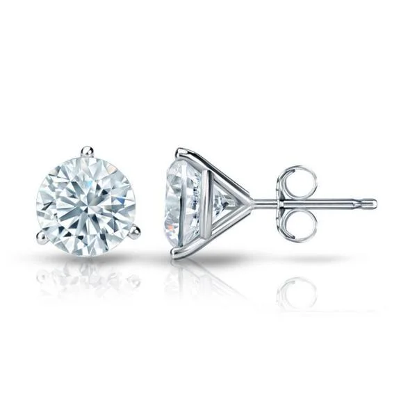 silver gemstone earrings for everyday elegance -Auriya 14k Gold GIA Certified 1.50 carat TDW 3-Prong Martini Round Diamond Stud Earrings