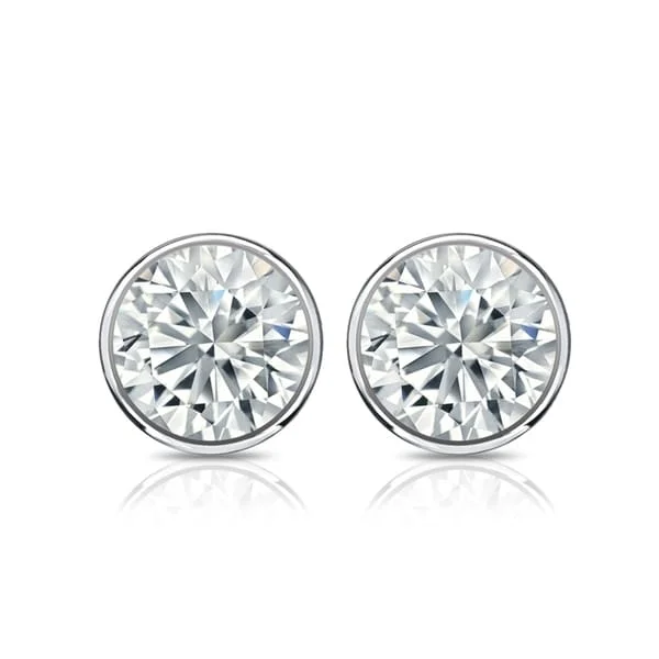 delicate flower earrings for feminine elegance -Auriya 14k Gold GIA Certified 2.50 carat TDW Bezel Set Round Diamond Stud Earrings