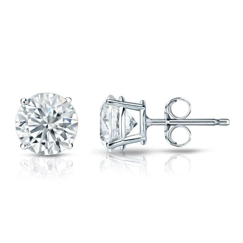 classic diamond stud earrings for sophisticated style -Auriya 18k Gold Certified 1 carat TW Round Diamond Stud Earrings