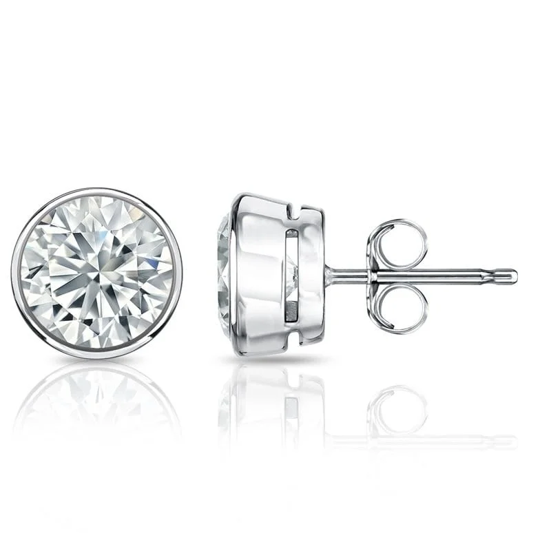 minimalist silver earrings for subtle beauty -Auriya 2 1/2ctw Round Diamond Stud Earrings Bezel-set 18k Gold - Certified