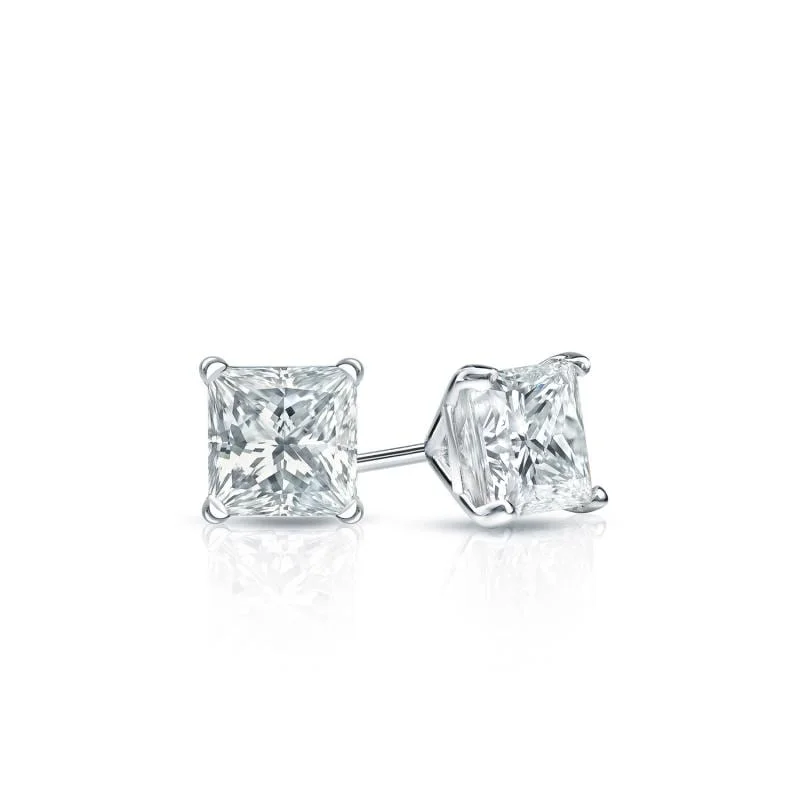 bold crystal earrings for a dramatic flair -Auriya Plat Gold Lab Grown 0.30 carat TDW Princess Diamond Stud Earrings 4-Prong Martini Push-back