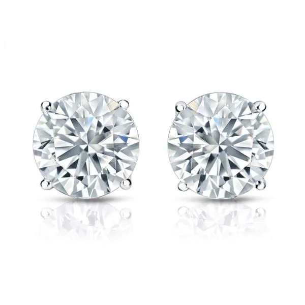 bold metal earrings for a modern edge -Auriya Platinum GIA Certified 1.50 carat TDW Round Diamond Stud Earrings