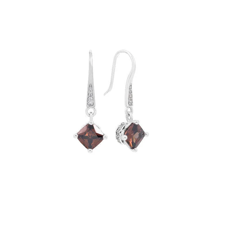 sparkling diamond earrings for bridal fashion -Amelie Coffee Earrings