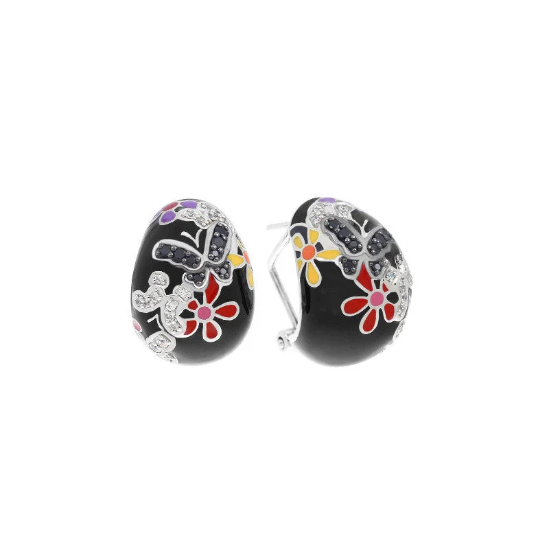 quirky resin earrings for a creative edge -Flutter Black and Multicolor Earrings