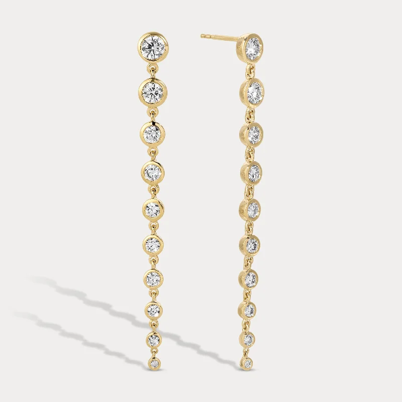 silver statement earrings for bold fashion -Graduating Diamond Drops