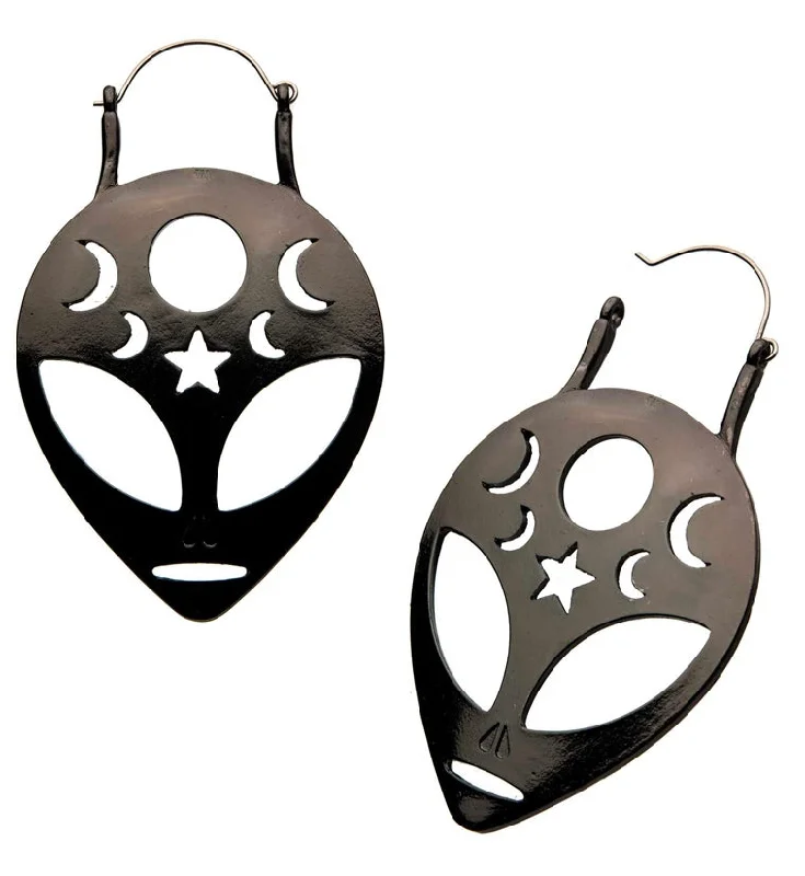 luxurious drop earrings for a polished finish -Black Alien Plug Hoops