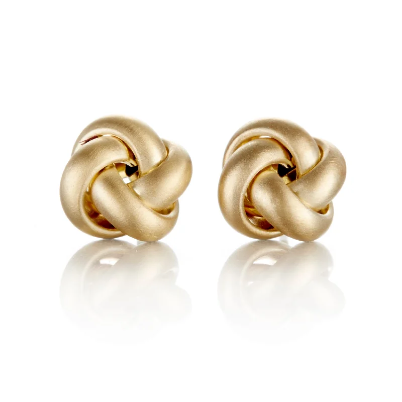 unique gold earrings for a modern twist -Brushed Gold Quadruple Knot Earrings