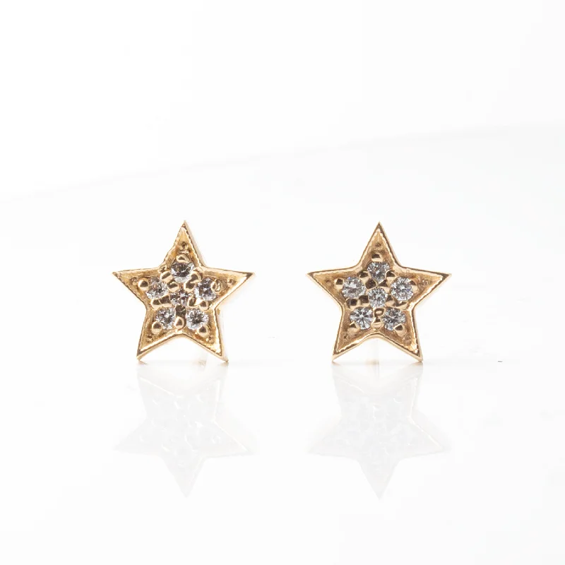 delicate chain drop earrings for graceful looks -Celestial 7mm Pave Diamond Star Earrings