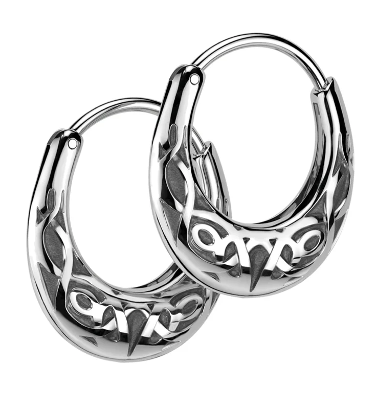 unique gold earrings for a modern twist -Celtic Knot Hoop Stainless Steel Hinged Earrings