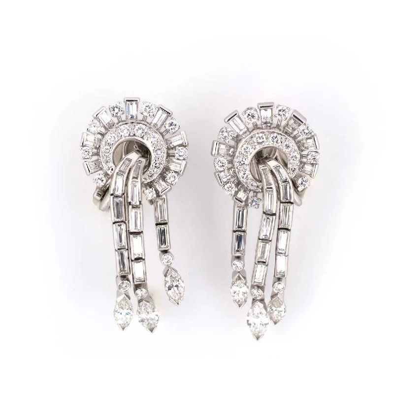 trendy beaded earrings for vibrant style -Diamond Pinwheel Drop Earrings