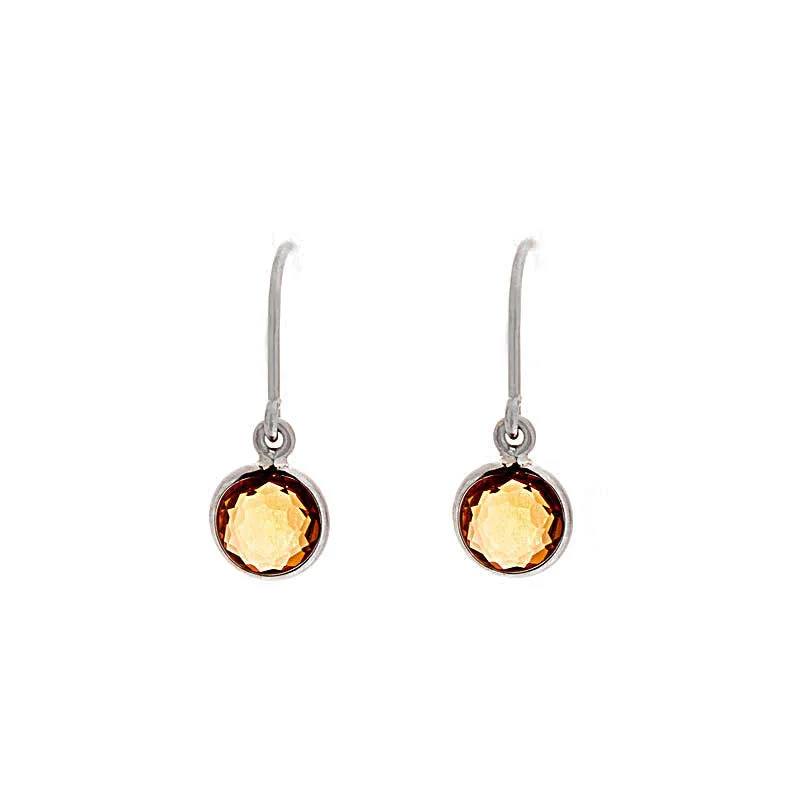 minimalist pearl drop earrings for an elegant touch -Como Collection 6mm Round Citrine Sterling Silver Earrings