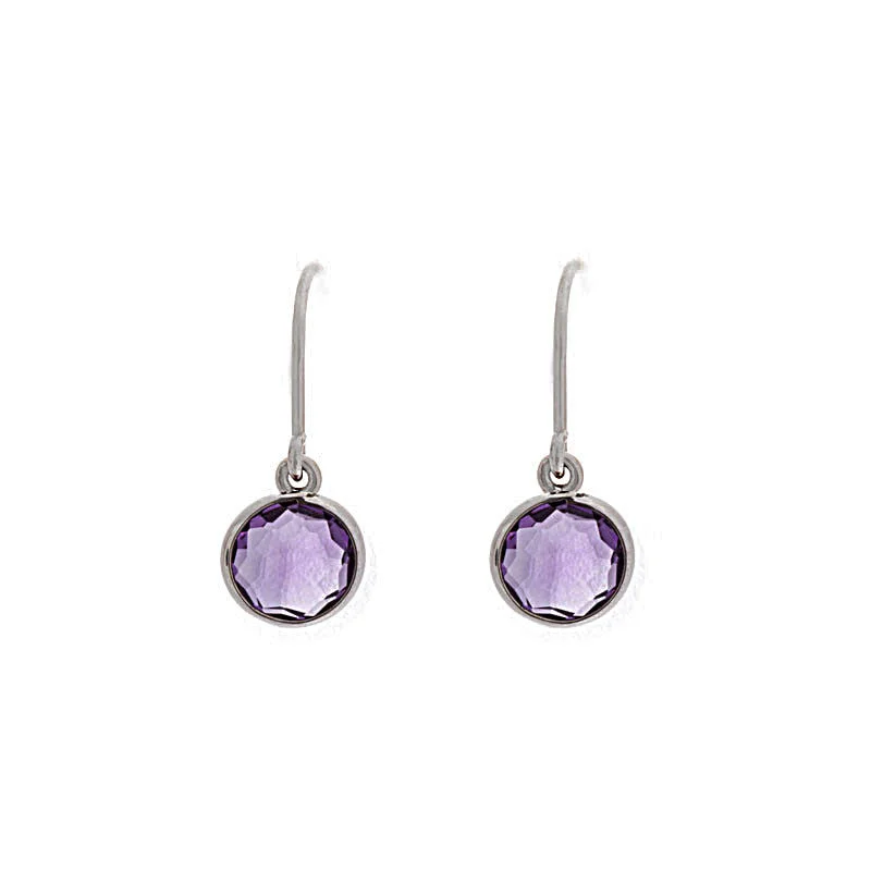 chic silver chain drop earrings for stylish looks -Como Collection 6mm Round Amethyst Sterling Silver Earrings