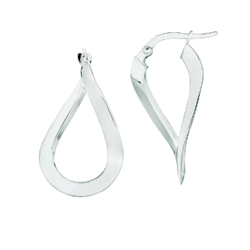 gemstone studded earrings for a dazzling finish -Curata 10k White Gold 28x18 Polished Modern Freeform Hoop Earrings