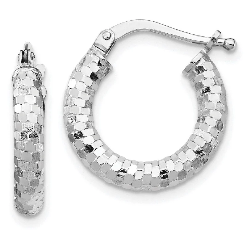 elegant sapphire earrings for a polished look -Curata 14k White Gold 3x10mm Sparkle Cut Hoop Earrings