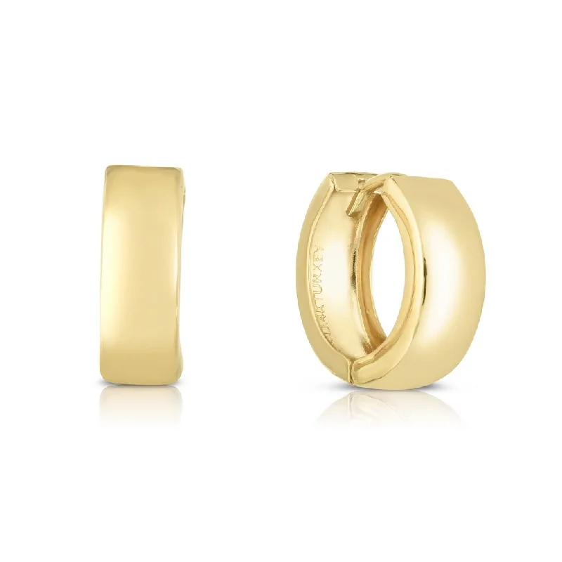 luxurious gold earrings for upscale occasions -Curata 14k Yellow Gold 15x5mm Polished Huggies Hinged Hoop Earrings