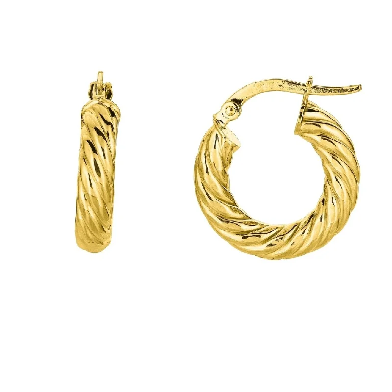 vintage-inspired pearl earrings for retro charm -Curata 14k Yellow Gold 18x4mm Small Twists Hoop Earrings