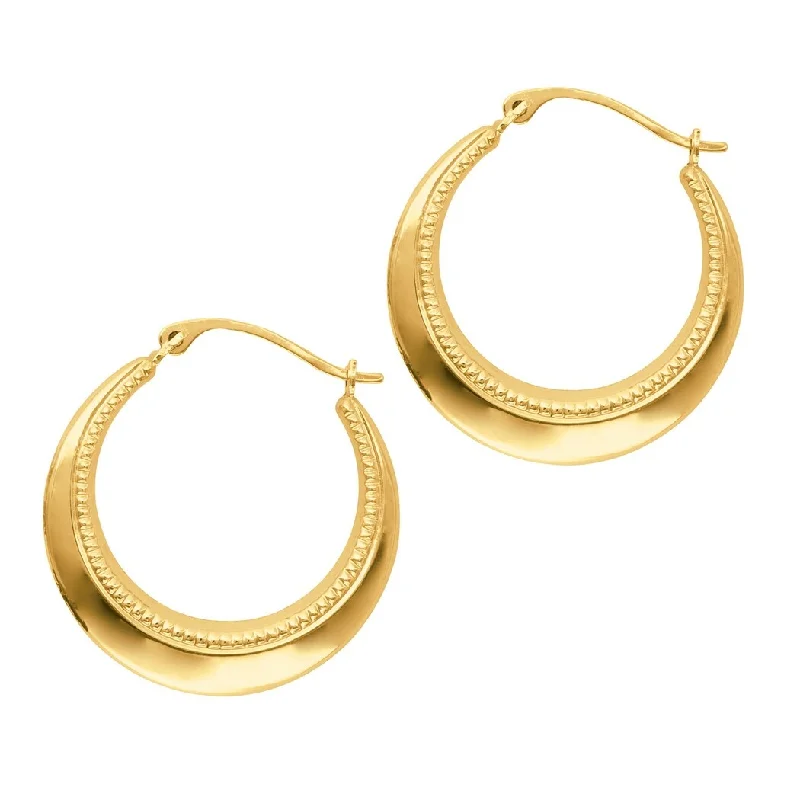 custom-made gemstone earrings for unique gifts -Curata 14k Yellow Gold 22mm Bead Detail Ethnic Hoop Earring