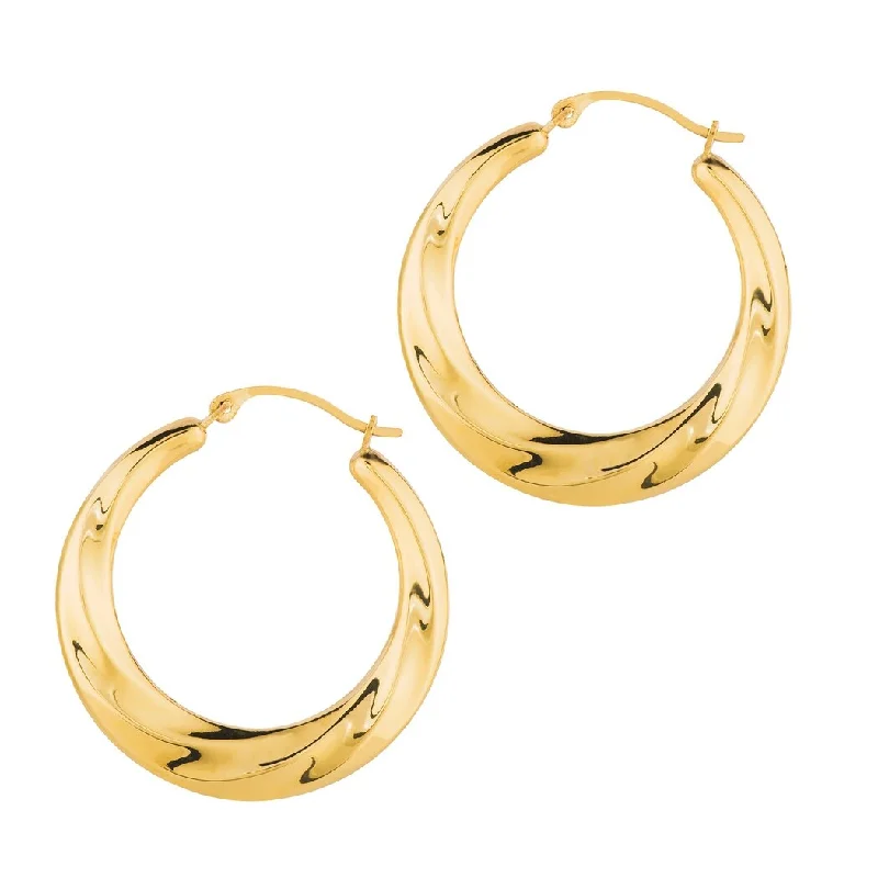 chic enamel earrings for bold, colorful looks -Curata 14k Yellow Gold 24mm Graduated Round Twisted Hoop Earrings