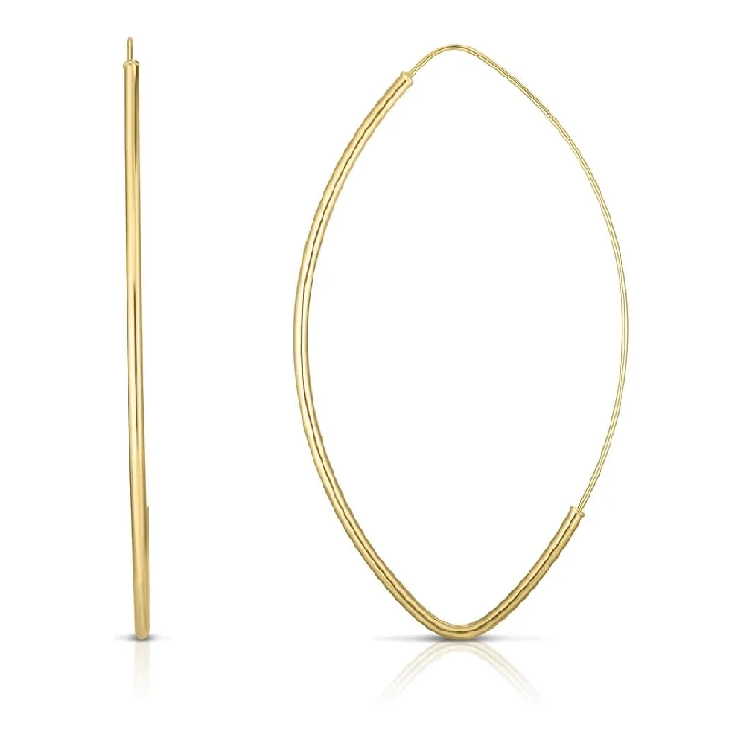 geometric hoop earrings for modern fashion -Curata 14k Yellow Gold 59x33mm Polished Marquise Hoop Fancy Earrings