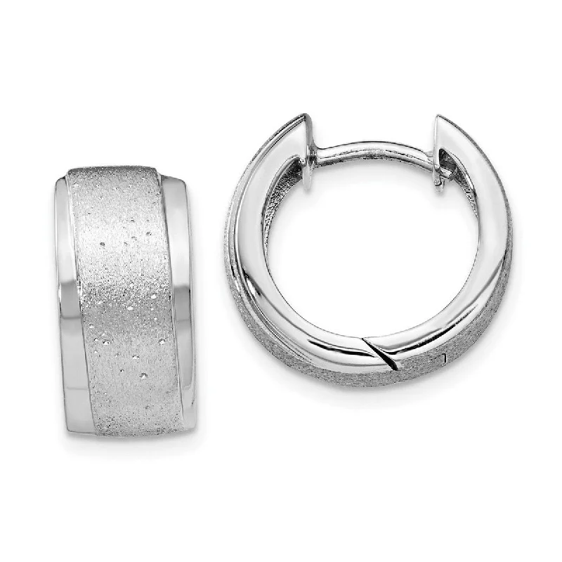 luxurious silver earrings for upscale wear -Curata 925 Sterling Silver 15x5.3mm Radiant Essence Hoop Earrings