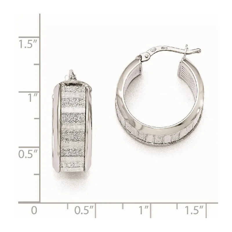 glamorous gold earrings for a luxe touch -Curata 925 Sterling Silver 24x1.98mm Glitter infused Polished Hoop Earrings