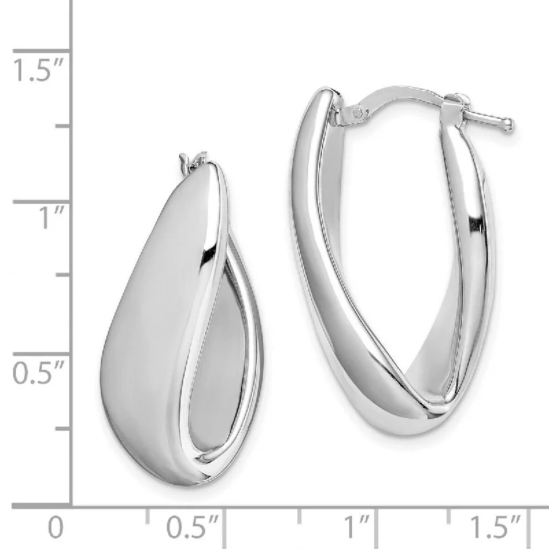 luxurious crystal earrings for a sparkling glow -Curata 925 Sterling Silver 30x10mm Polished Modern Hoop Earrings