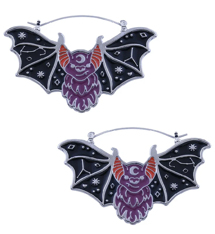 elegant turquoise earrings for a boho style -Devil Bat Stainless Steel Plug Hoops