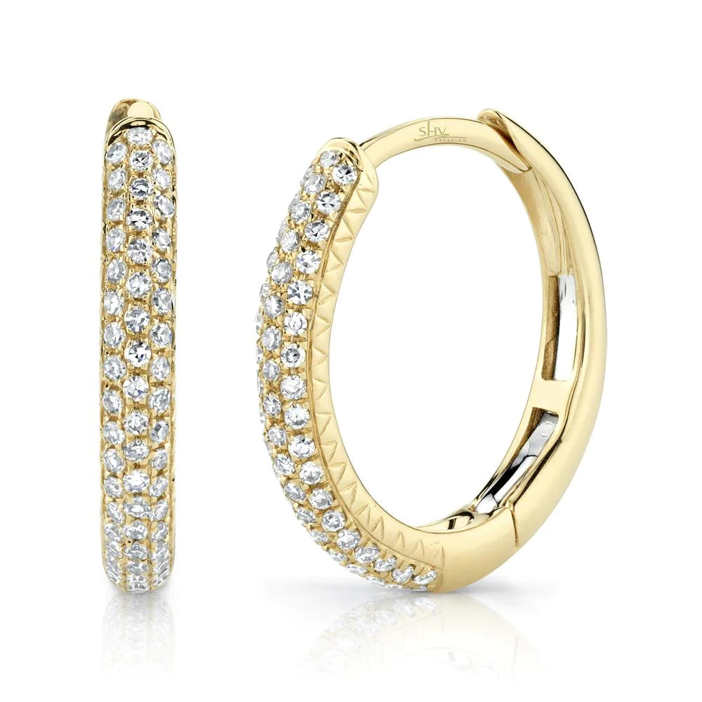 gold dangle earrings for elegant flair -Diamond Pave Hoop Earrings