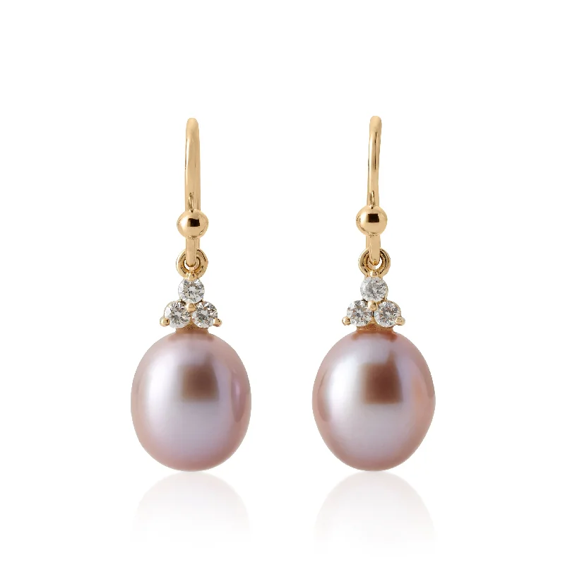 playful enamel earrings for a colorful pop -Madison Drop Earrings in Pink Pearls & Diamonds