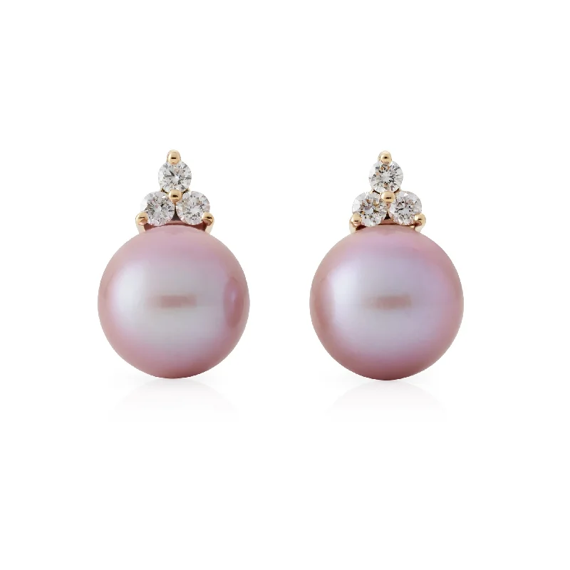 unique silver hoop earrings for edgy elegance -Madison Earrings in Pink Pearls & Diamonds