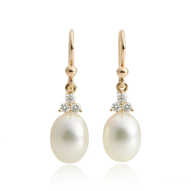 playful geometric earrings for unique designs -Madison Drop Earrings in Pearls & Diamonds