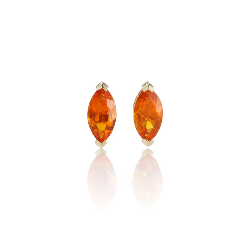 vibrant enamel earrings for a pop of color -Fire Opal Marquis Stud Earrings