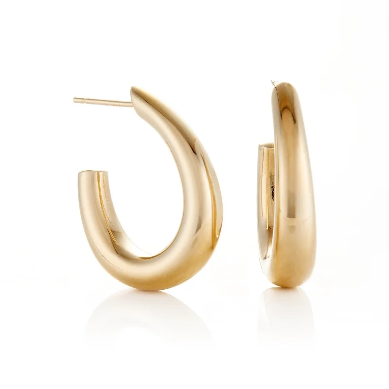 crystal stud earrings for a sparkling effect -Gold Horseshoe Hoop Earrings