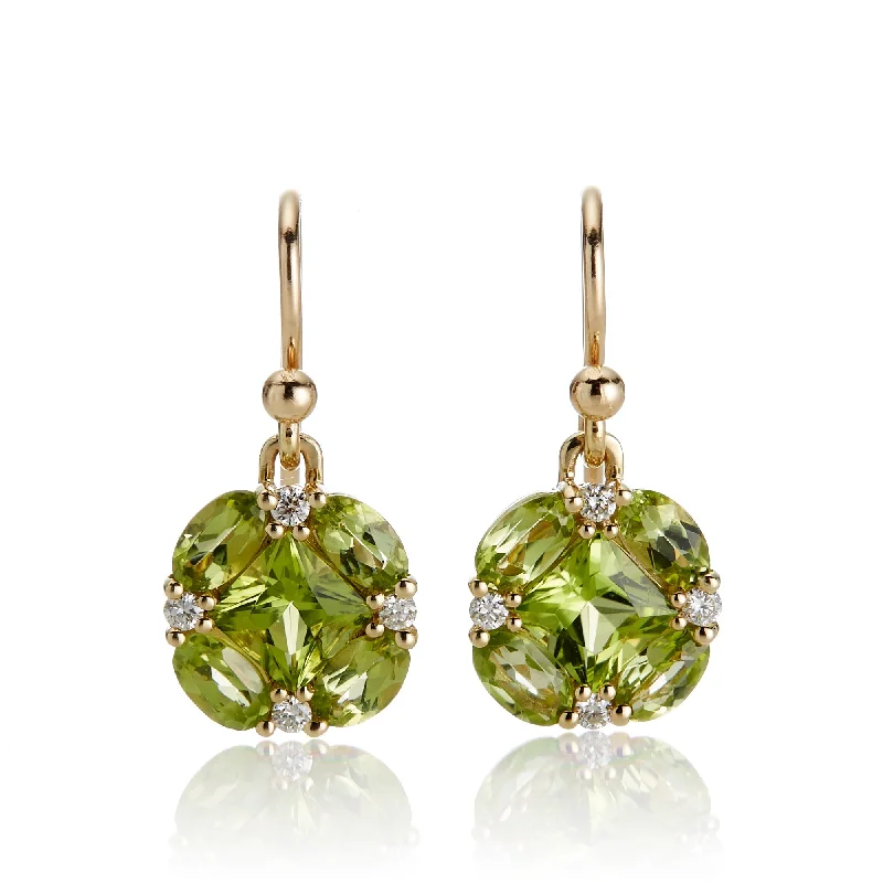 classic diamond stud earrings for sophisticated style -Quadrille Drop Earrings in Peridot & Diamonds