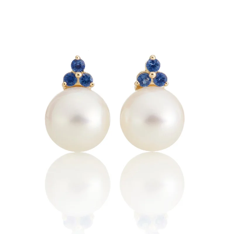 glamorous gold earrings for a luxe touch -Madison Earrings in Pearls & Sapphires