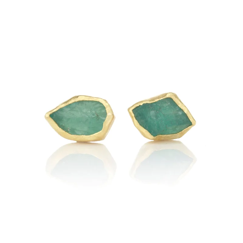 bold chain earrings for trendy looks -Tiny Emerald Crystal Earrings