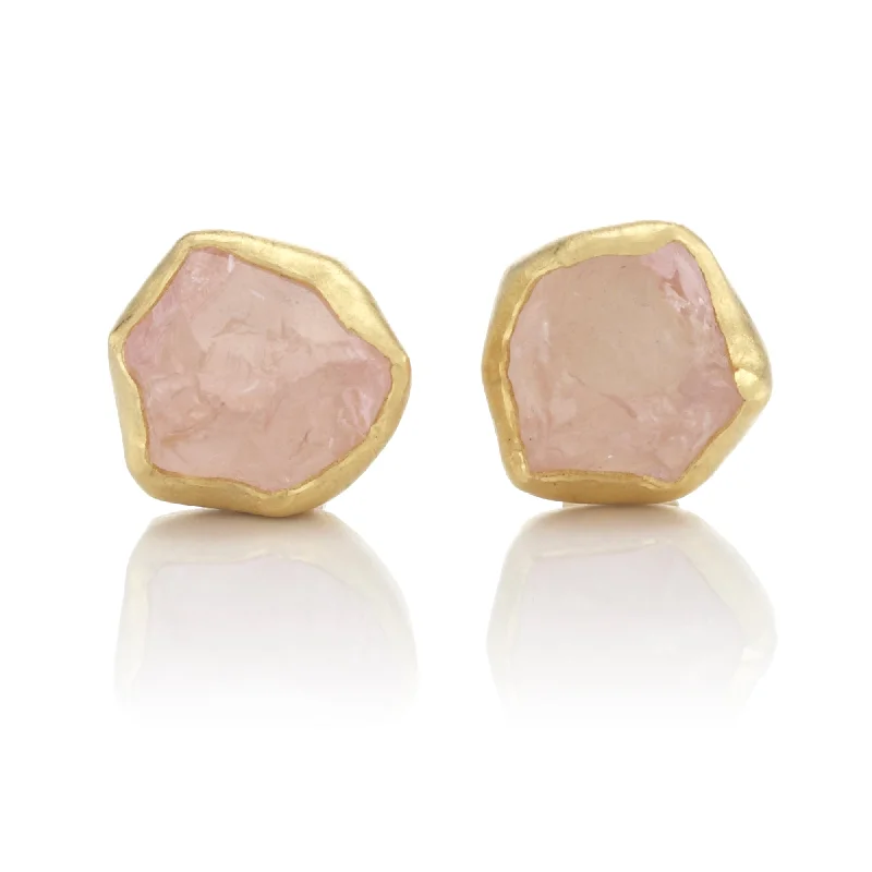 chic silver stud earrings for everyday style -Petite Morganite Crystal Earrings