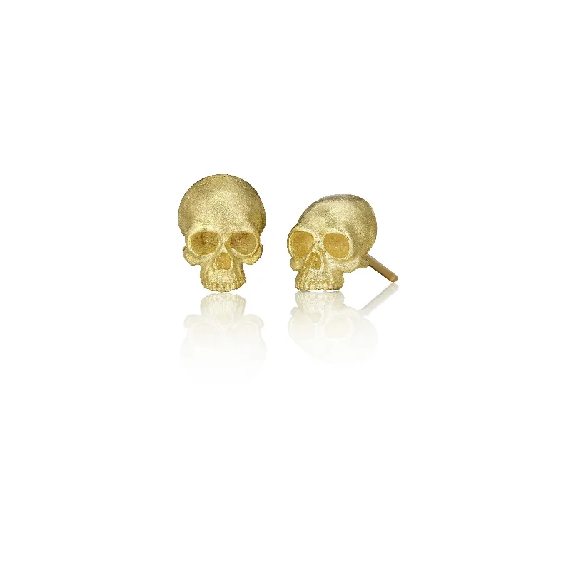 vibrant gemstone earrings for a bold statement -Tiny Skull Earrings